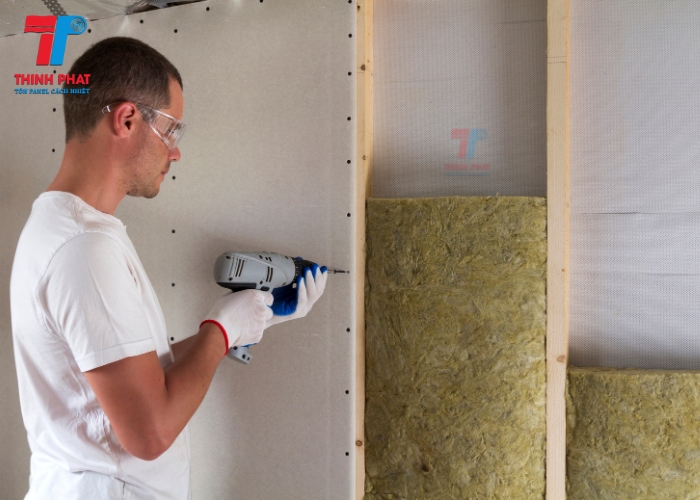 thi công tấm panel rockwool
