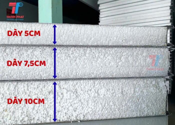 các loại độ dày tấm tôn xốp panel phổ biến