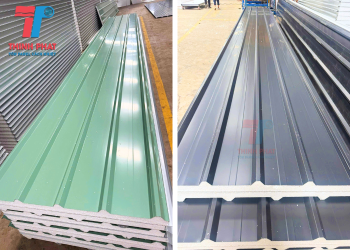 panel mái eps màu xanh ngọc và xám ghi