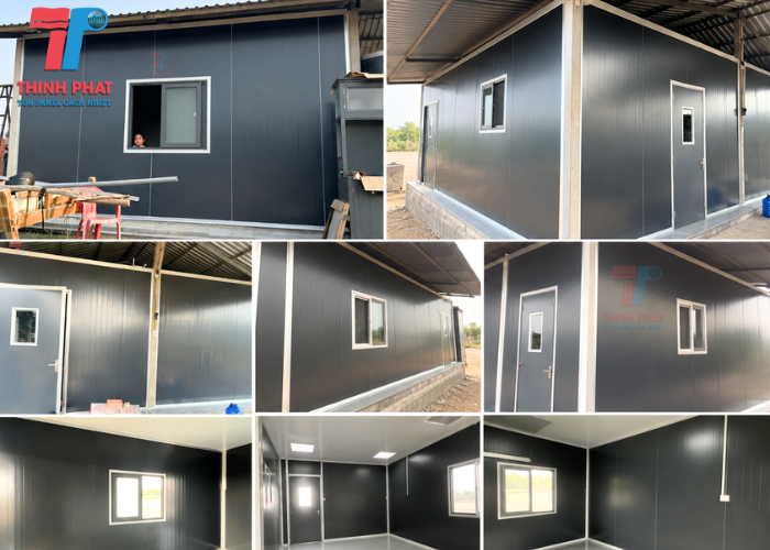 nhà lắp ghép panel cách nhiệt màu xám lông chuột