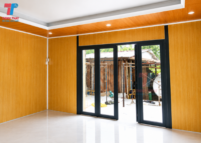 tấm panel eps màu vân gỗ làm vách đẹp thẩm mỹ