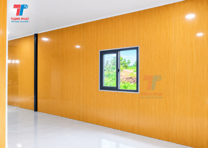 vách panel eps vân gỗ sang trọng thẩm mỹ