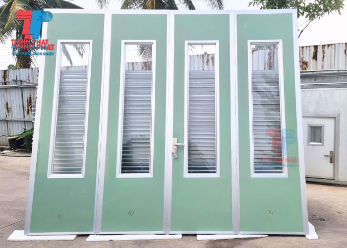 cửa cách âm panel màu xanh ngọc