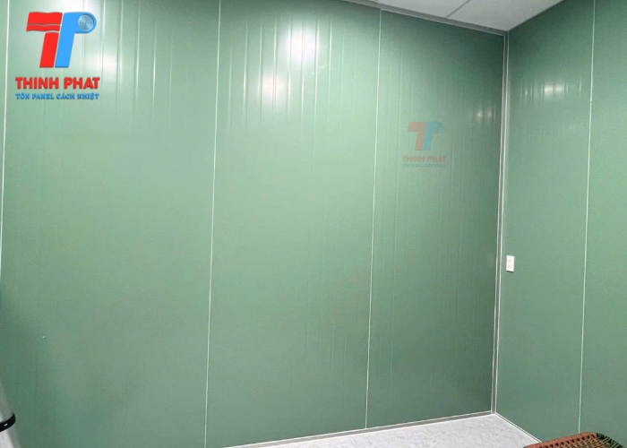 hệ vách panel eps màu xanh ngọc bề mặt cán gân mờ