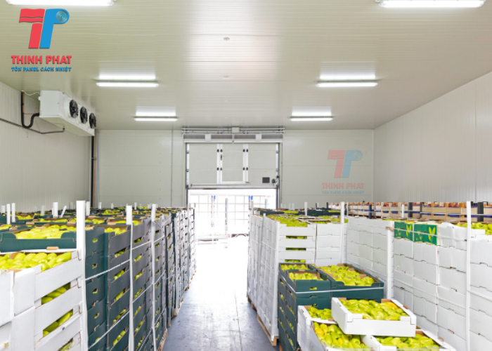 vỏ kho lạnh cả vách và trần làm bằng tấm panel